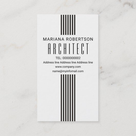 Elegant strepen en zwart-wit monogram visitekaartje (Achterkant)