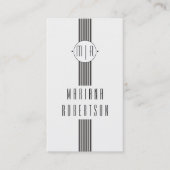 Elegant strepen en zwart-wit monogram visitekaartje (Voorkant)