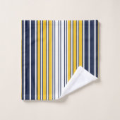 Elegant, strepen, marineblauw, mosterdgeel, wit bad handdoek (Wasdoekje)