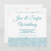 Elegant string lichten met blauwe Floral Kaart (Voorkant / Achterkant)