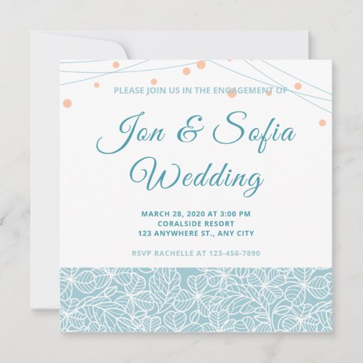 Elegant string lichten met blauwe Floral Kaart (Voorkant)