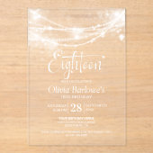 Elegant String Lights 18e Verjaardagsfeest Acryl Uitnodigingen (Voorkant)
