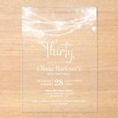 Elegant String Lights 30ste Verjaardagsfeest Acryl Uitnodigingen (Voorkant)