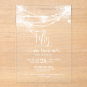 Elegant String Lights 50ste Verjaardagsfeest Acryl Uitnodigingen (Voorkant)