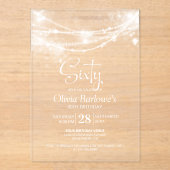 Elegant String Lights 60ste Verjaardagsfeest Acryl Uitnodigingen (Voorkant)