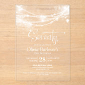 Elegant String Lights 70ste Verjaardagsfeest Acryl Uitnodigingen (Voorkant)