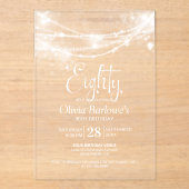 Elegant String Lights 80ste Verjaardagsfeest Acryl Uitnodigingen (Voorkant)