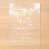 Elegant String Lights 90ste Verjaardagsfeest Acryl Uitnodigingen (Voorkant)