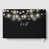 Elegant String Lights Black And White Wedding Gastenboek (Achterkant)