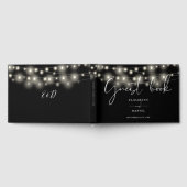 Elegant String Lights Black And White Wedding Gastenboek (Volledig)