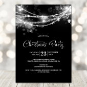 Elegant String Lights Black Christmas Party Kaart