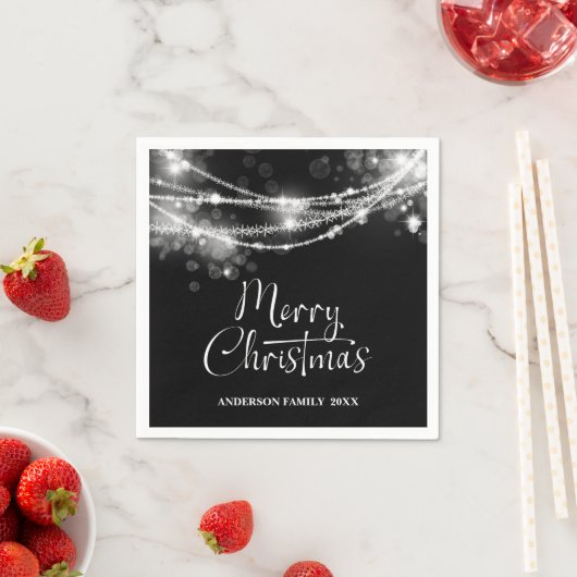 Elegant String Lights Black Christmas Servet (Insitu)