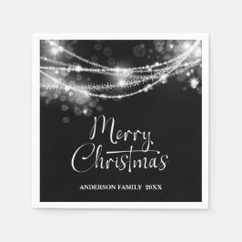 Elegant String Lights Black Christmas Servet