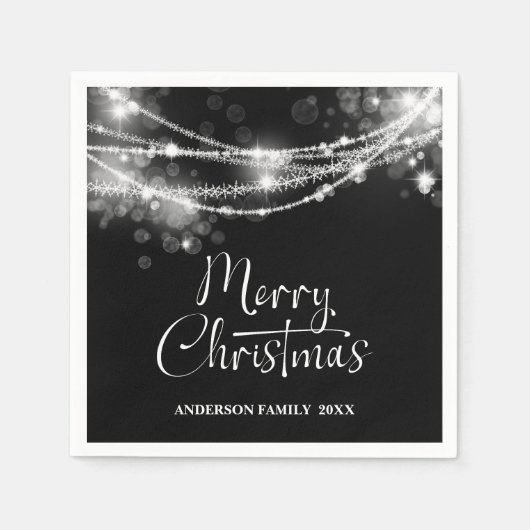 Elegant String Lights Black Christmas Servet (Voorkant)