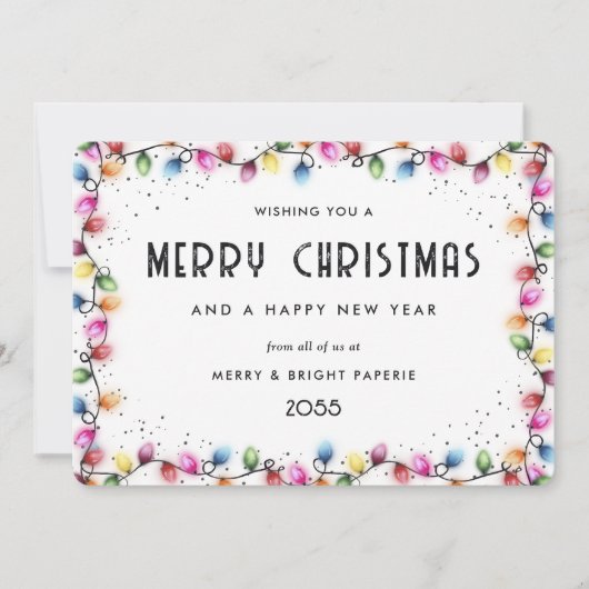 Elegant String Lights Business Christmas Feestdagenkaart (Voorkant)