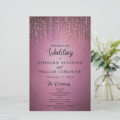 Elegant String Lights Cranberry Wedding Program (Staand voorkant)