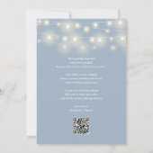 Elegant String Lights Dusty Blue QR Code Wedding Save The Date (Achterkant)