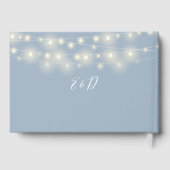 Elegant String Lights Dusty Blue Wedding Gastenboek (Achterkant)