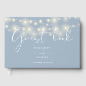 Elegant String Lights Dusty Blue Wedding Gastenboek (Voorkant)