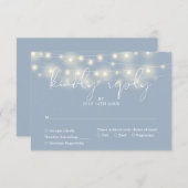 Elegant String Lights Dusty Blue Wedding RSVP Kaartje (Voorkant / Achterkant)
