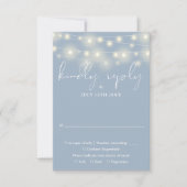 Elegant String Lights Dusty Blue Wedding RSVP Kaartje (Voorkant)