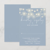Elegant String Lights Dusty Blue Wedding RSVP Kaartje (Voorkant / Achterkant)
