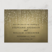 Elegant String Lights Gold Sla de datum op STD Aankondigingskaart (Voorkant)