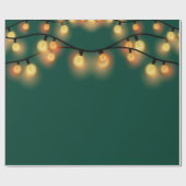 Elegant String Lights Green Holiday Cadeaupapier (Vlak)