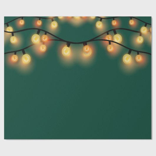 Elegant String Lights Green Holiday Cadeaupapier (Vlak)