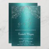 Elegant String Lights Green Metallic 60th Birthday Kaart (Voorkant / Achterkant)