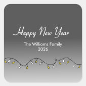 Elegant String Lights Happy New Year's 2026 Vierkante Sticker (Voorkant)