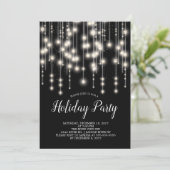 Elegant String Lights Holiday Party Uitnodiging (Staand voorkant)