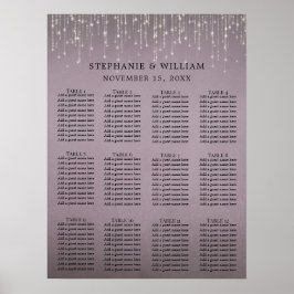 Elegant String Lights Mauve Roos Seating Chart Poster