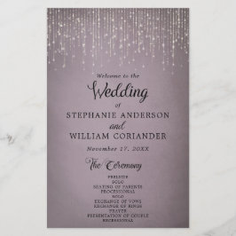 Elegant String Lights Mauve Wedding Programme
