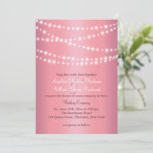 Elegant String Lights op Roos Gold Wedding Invite Kaart (Staand voorkant)