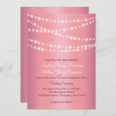 Elegant String Lights op Roos Gold Wedding Invite Kaart (Voorkant / Achterkant)