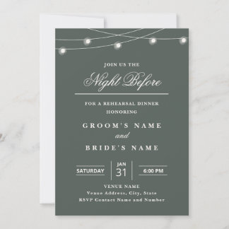 Elegant String Lights Rehearsal Dinner Invitation  Kaart