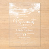 Elegant String Lights Retirement Party Acryl Uitnodigingen (Voorkant)