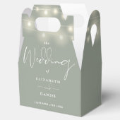 Elegant String Lights Sage Green Wedding Bedankdoosjes (Geopend)