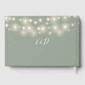Elegant String Lights Sage Green Wedding Gastenboek (Achterkant)