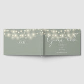 Elegant String Lights Sage Green Wedding Gastenboek (Volledig)