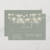 Elegant String Lights Sage Green Wedding RSVP Kaartje (Voorkant / Achterkant)