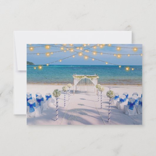 Elegant String Lights Summer Beach Arbor Wedding RSVP Kaartje (Achterkant)