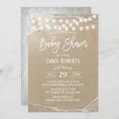 Elegant String Lights Summer Beach Baby shower Kaart (Voorkant / Achterkant)
