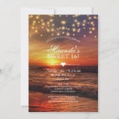 Elegant String Lights Summer Beach Sweet Sixteen Kaart (Voorkant)