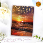 Elegant String Lights Summer Beach Sweet Sixteen Kaart<br><div class="desc">Stop met het benadrukken van je Sweet Sixteen verjaardagsuitnodigingen! We zijn hier om uw partner te zijn voor individuele zoete zestien verjaardagsuitnodigingen. Deze Elegant Summer Beach String Lights Invitation, met liefde ontworpen door Mylini Design, is de perfecte manier om de toon te zetten voor uw speciale feest. Het ontwerp legt...</div>