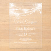 Elegant String Lights Sweet 16 Verjaardagsfeest Acryl Uitnodigingen (Voorkant)