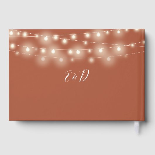 Elegant String Lights Terracotta Wedding Gastenboek (Achterkant)