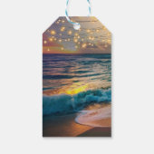 Elegant String Lights Tropical Beach Wedding Cadeaulabel (Achterkant)