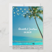 Elegant String Lights Tropical Beach Wedding Kaart (Achterkant)